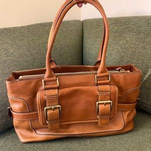 Lovely Michael Kors brown leather weekender bag purse